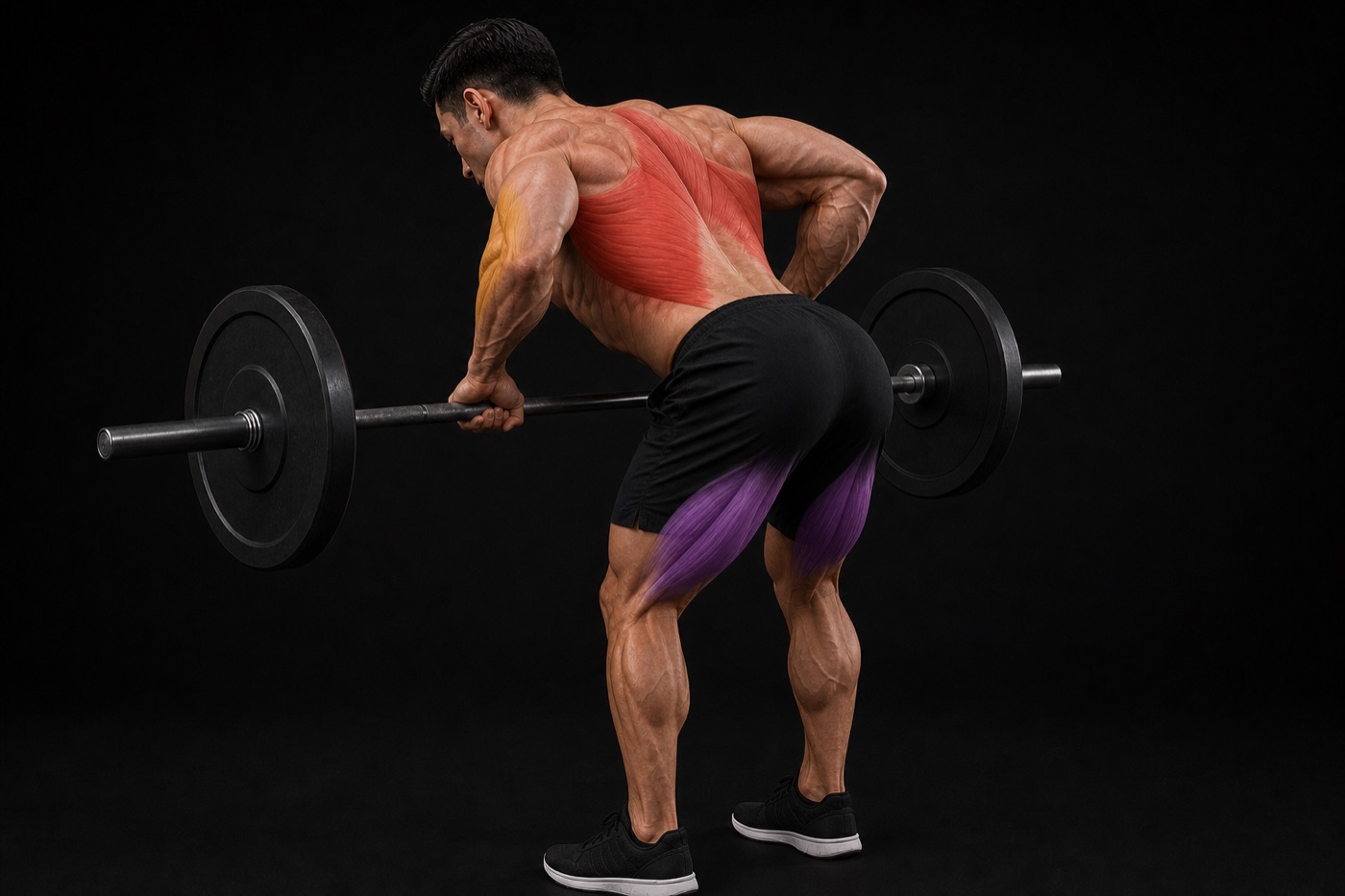 Barbell Bent-Over Row exercise render