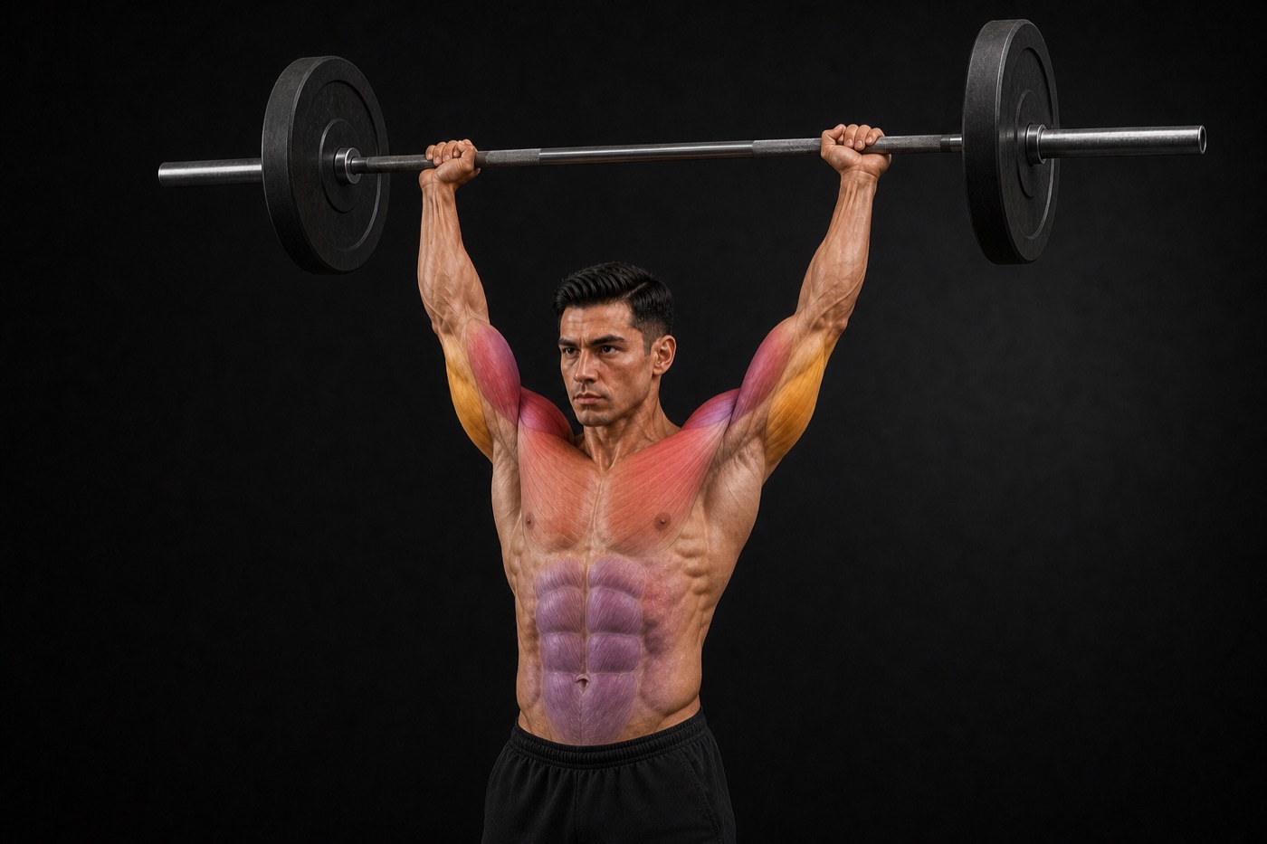 Barbell Overhead Press exercise render