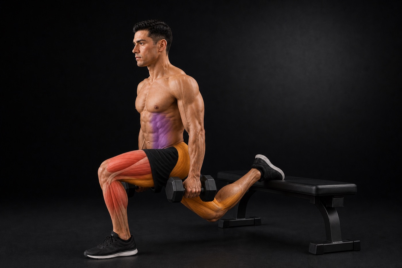 Bulgarian Split Squat exercise render