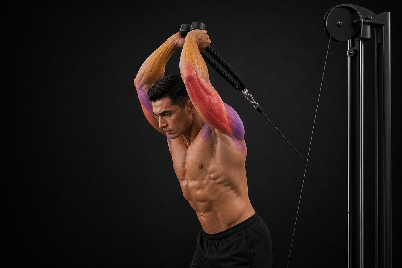 Cable Overhead Extension exercise render