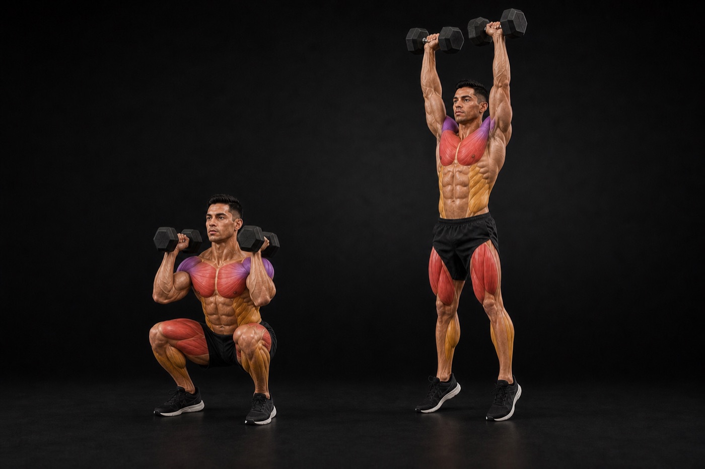 Dumbbell Thruster exercise render