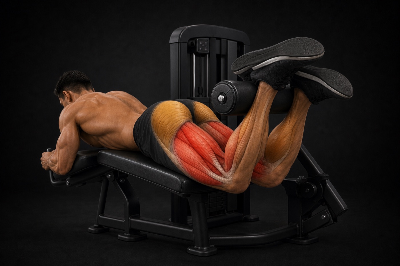 Hamstring Curl Machine exercise render