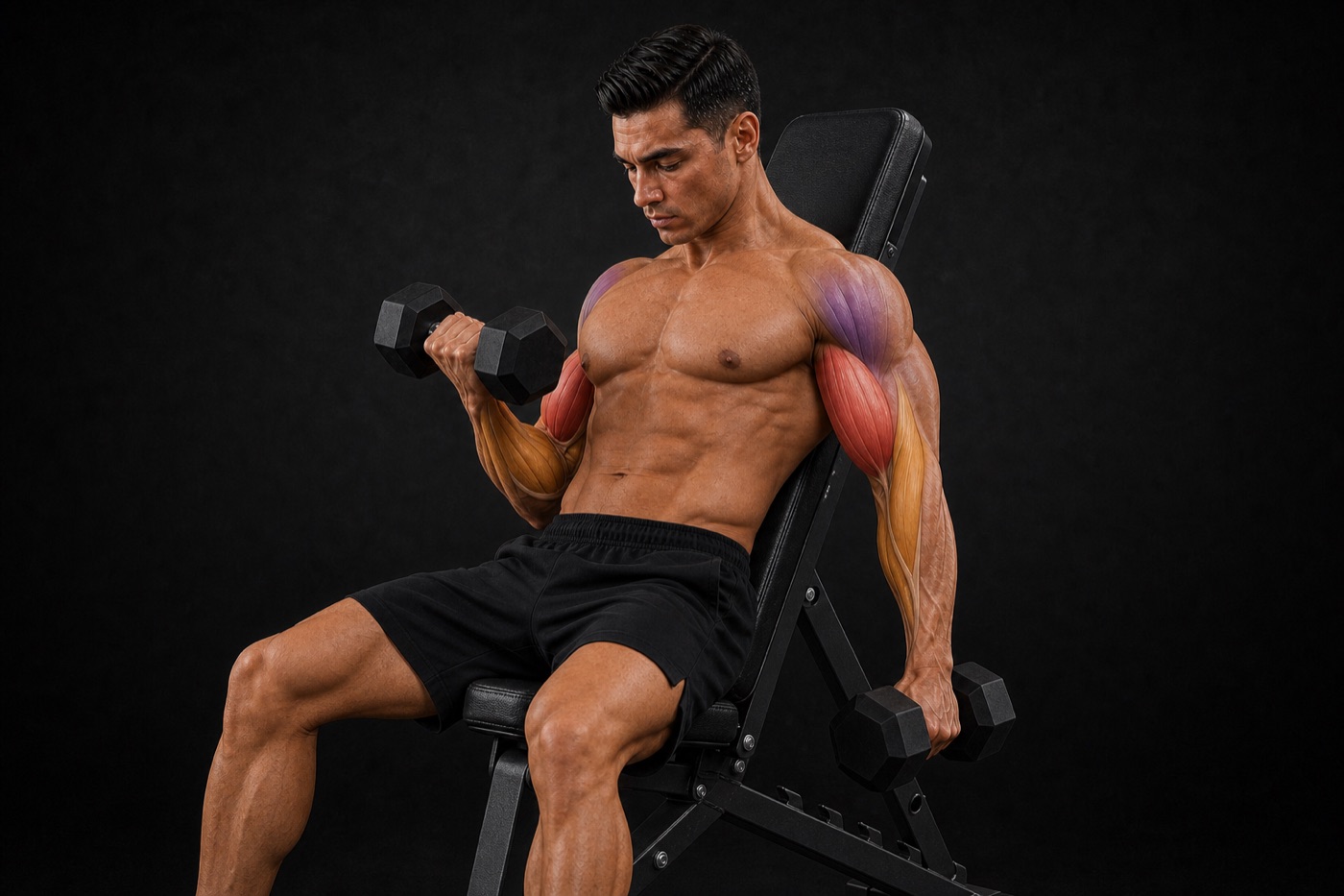 Incline Dumbbell Curl exercise render
