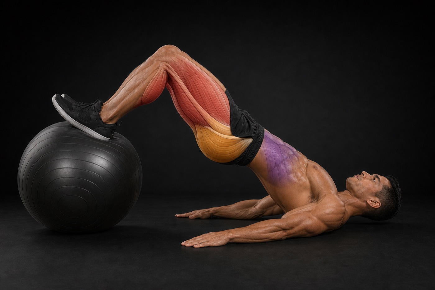 Stability Ball Leg Curl exercise render
